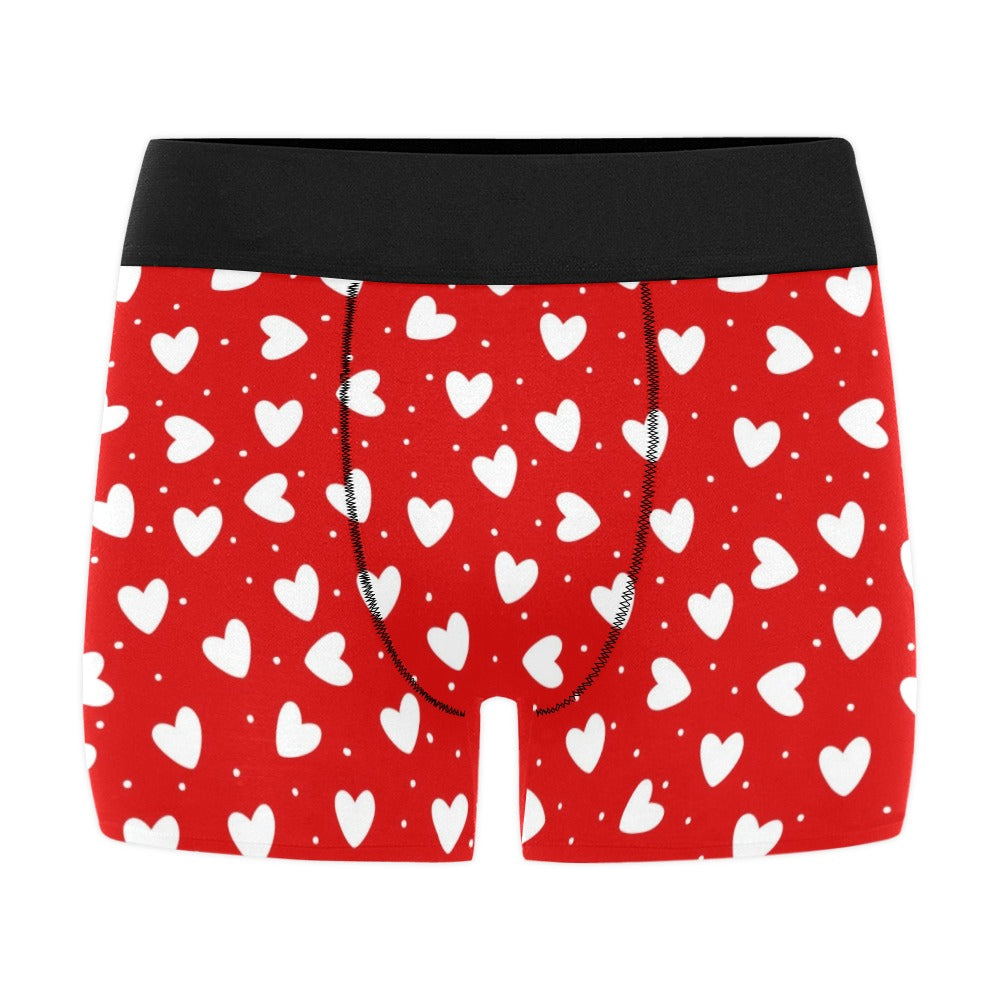 Red Hearts Men Boxer Briefs, Romantic Print Underwear Sexy Boyfriend G ...
