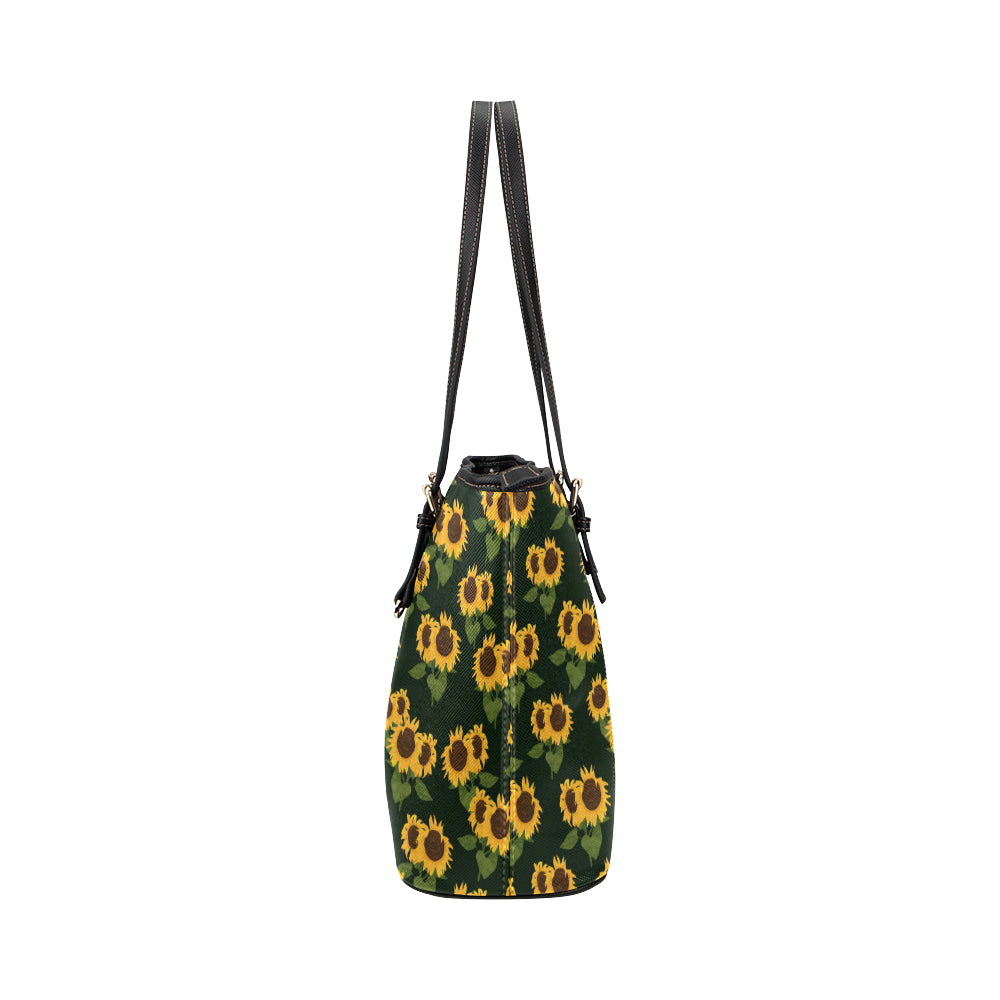 Sunflower Purse Leather Small Tote Bag, Floral Flower Black Yellow Sum – Starcove Fashion