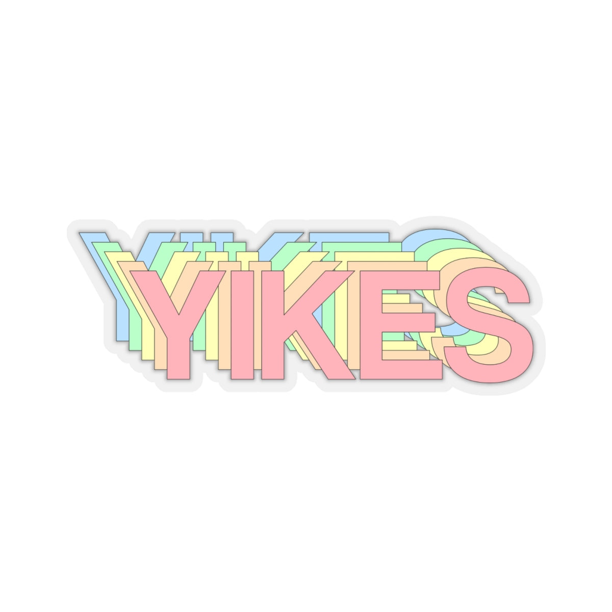 Yikes Stickers, Pastel Rainbow Laptop Vinyl Cute Waterproof for Waterbottle Tumbler Car Bumper Aesthetic Label Wall Phone Decal - Starcove Design