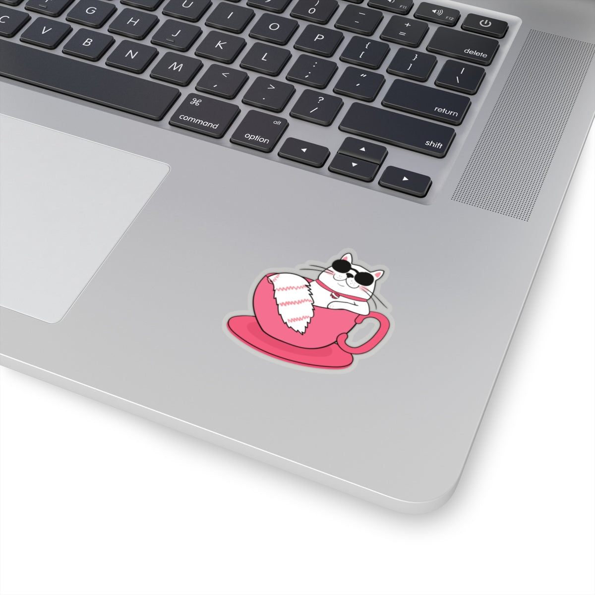 Cat in a Cup Stickers, Sunglasses Happy Pink Red  Laptop Vinyl Cute Waterbottle Tumbler Car Bumper Aesthetic Label Wall Phone Decal - Starcove Design