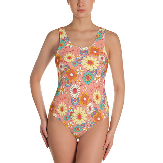 Vintage Flower Monogram One-Piece Swimsuit - Ready-to-Wear