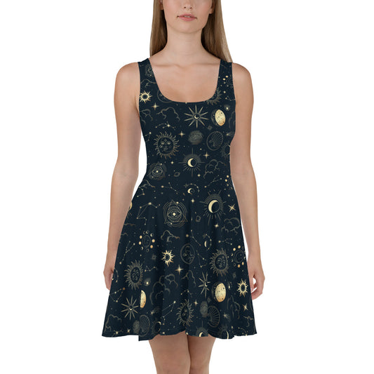  Galaxy Print Skater Dress Blue Outer Space Night Sky Stars  Constellation Mini Celestial Party Festival, Universe : Starcove: Clothing,  Shoes & Jewelry