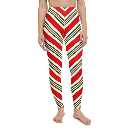 Candy Stripe Christmas Yoga Leggings: Women's Christmas Outfits