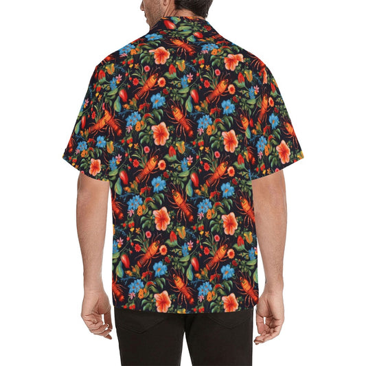 Starcove Red Tropical Flowers Men Hawaiian Shirt, Floral Print Vintage Summer Hawaii Aloha Moisture Wicking Beach Plus Size Cool Button Up Shirt Short Sleeve