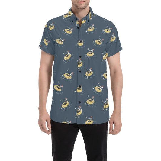 Octopus Ocean Short Sleeve Men Button Up Shirt, Beach Blue Sea Shells –  Starcove Fashion