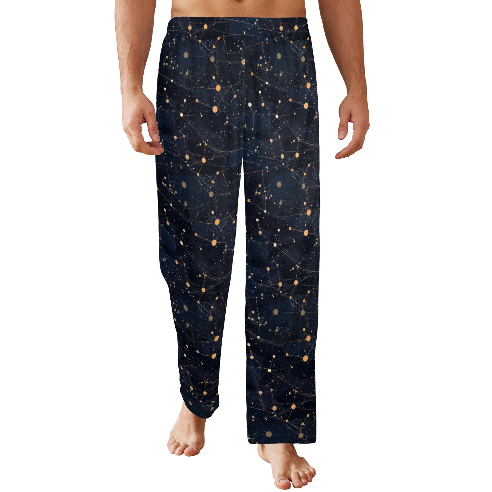 Constellation Men Pajamas Pants Universe Cosmos Galaxy Space Satin PJ Pockets Sleep Lounge Trousers Couples Matching Trousers Bottoms