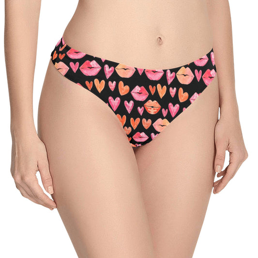 Red Hearts Women Thongs, High-cut Briefs Panties Cheeky Underwear