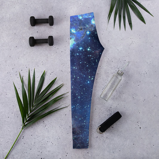 Galaxy Leggings, Yoga Space Print Pants, Blue Cosmic Celestial Constel –  Starcove Fashion