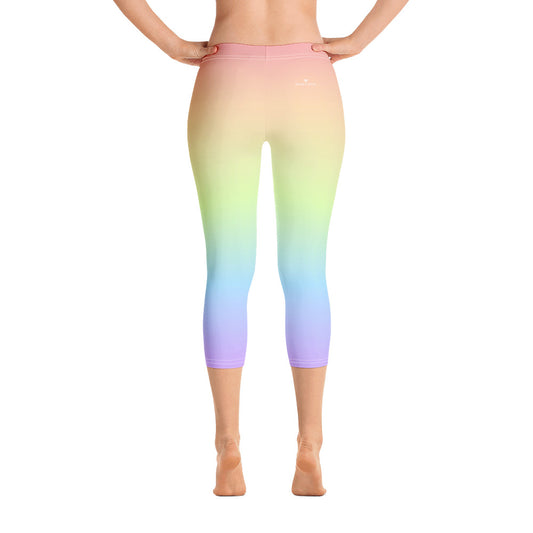 Ombre Pastel Blue Pink Leggings, Gradient Tie Dye Printed Yoga High Waist  Pants Cute Print Graphic Workout Running Gym Fun Designer Gift For 