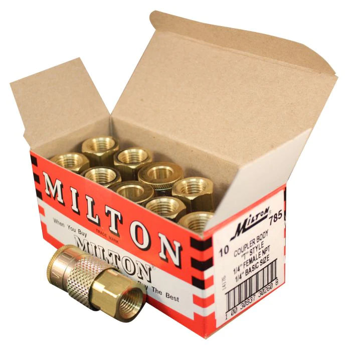 Milton 785 (785) 1/4" FNPT Female T-Style Air Compressor Quick Connect Fitting Coupler (Box of 10) - Image 3