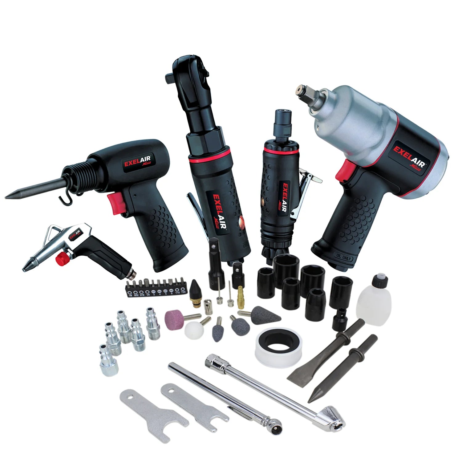 Milton EX5005CKIT EXELAIR® 50 Pc. POSITE Professional High Torque Automotive Air Tools & Accessory Kit