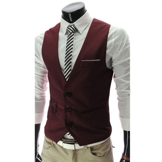 Pure Cot High Quality Goods High End Wedding Dress And Groom Pure Color Suit Vest Men Black Grey Slim Business Suits Vest Male