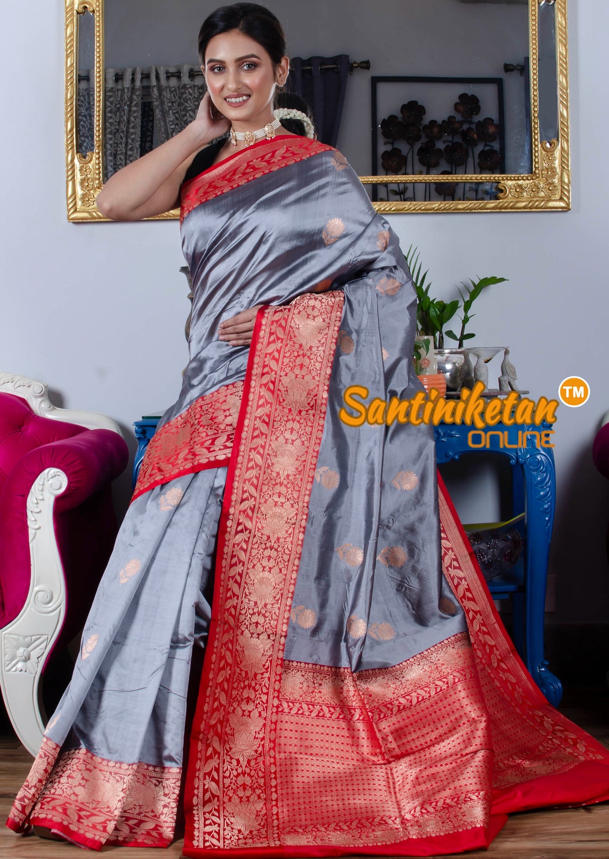 Bangalore Silk Kantha Stitch Saree Sn20210105 Santiniketan Online
