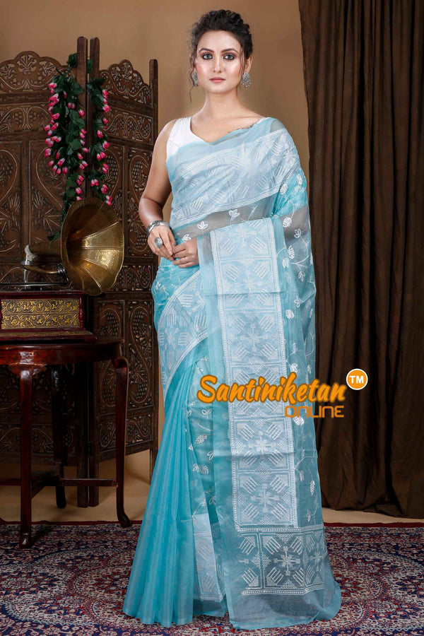 All Kota Doria Light Bird Embroidery Saree Adil – Indiehaat.com