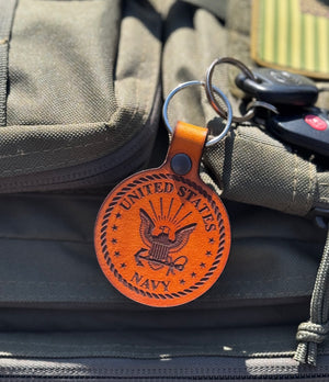 US Navy Leather Keychain - Dusty Road Farm