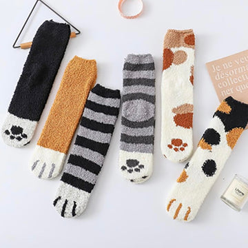 Paw Print Fuzzy Soft Socks