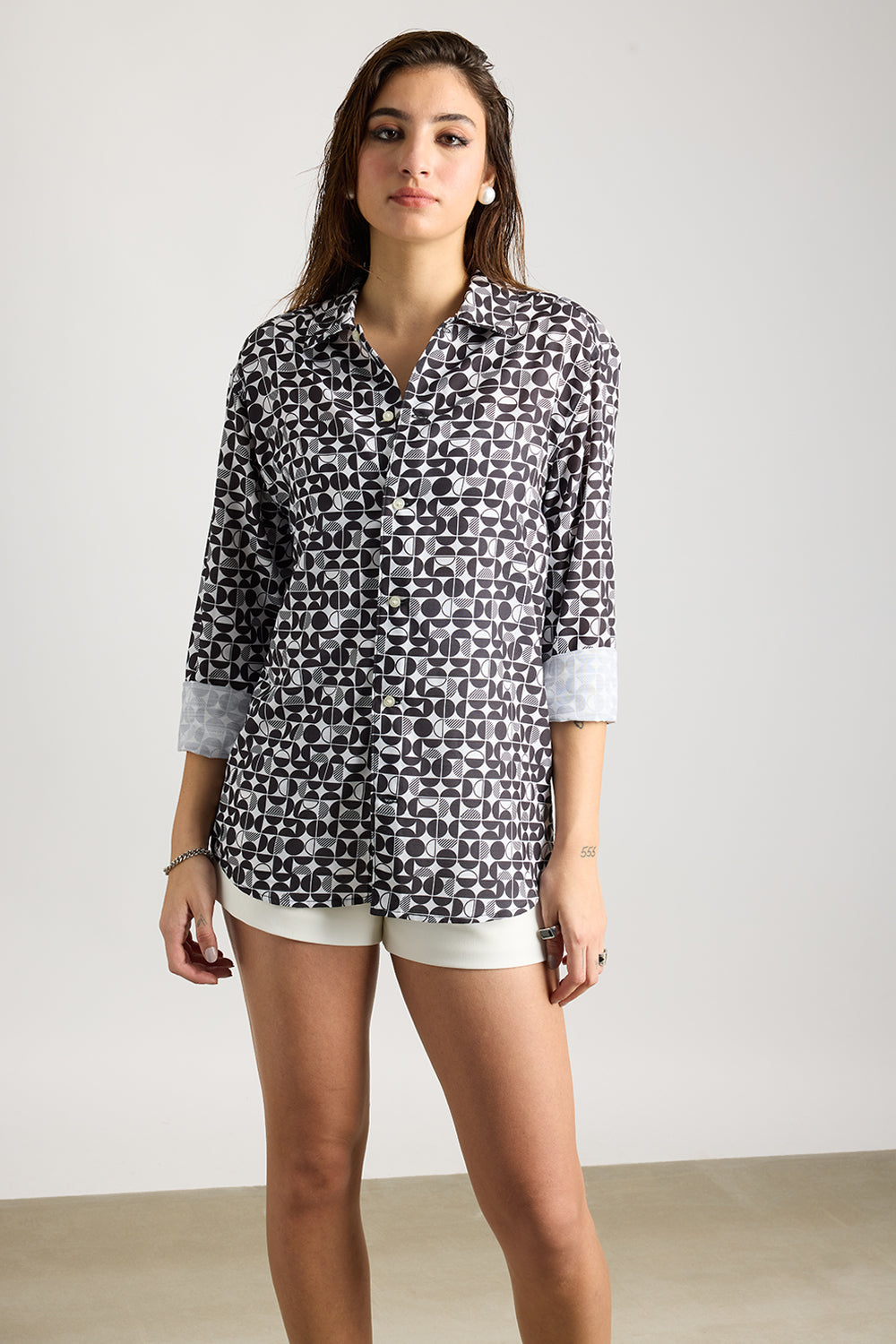 Full Sleeves Avant-Garde Printed Women's Shirt