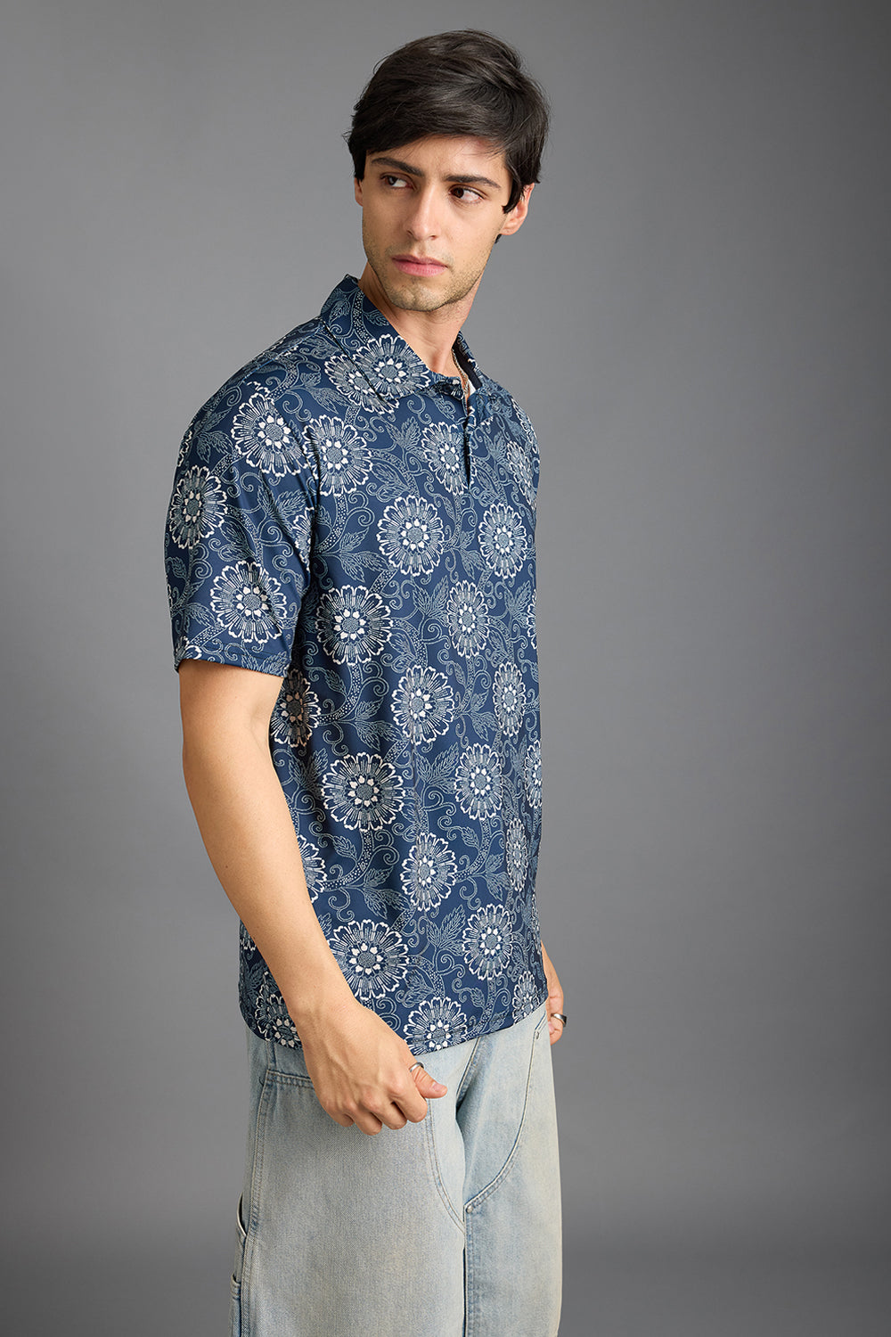 Floral Print Polo T-Shirt