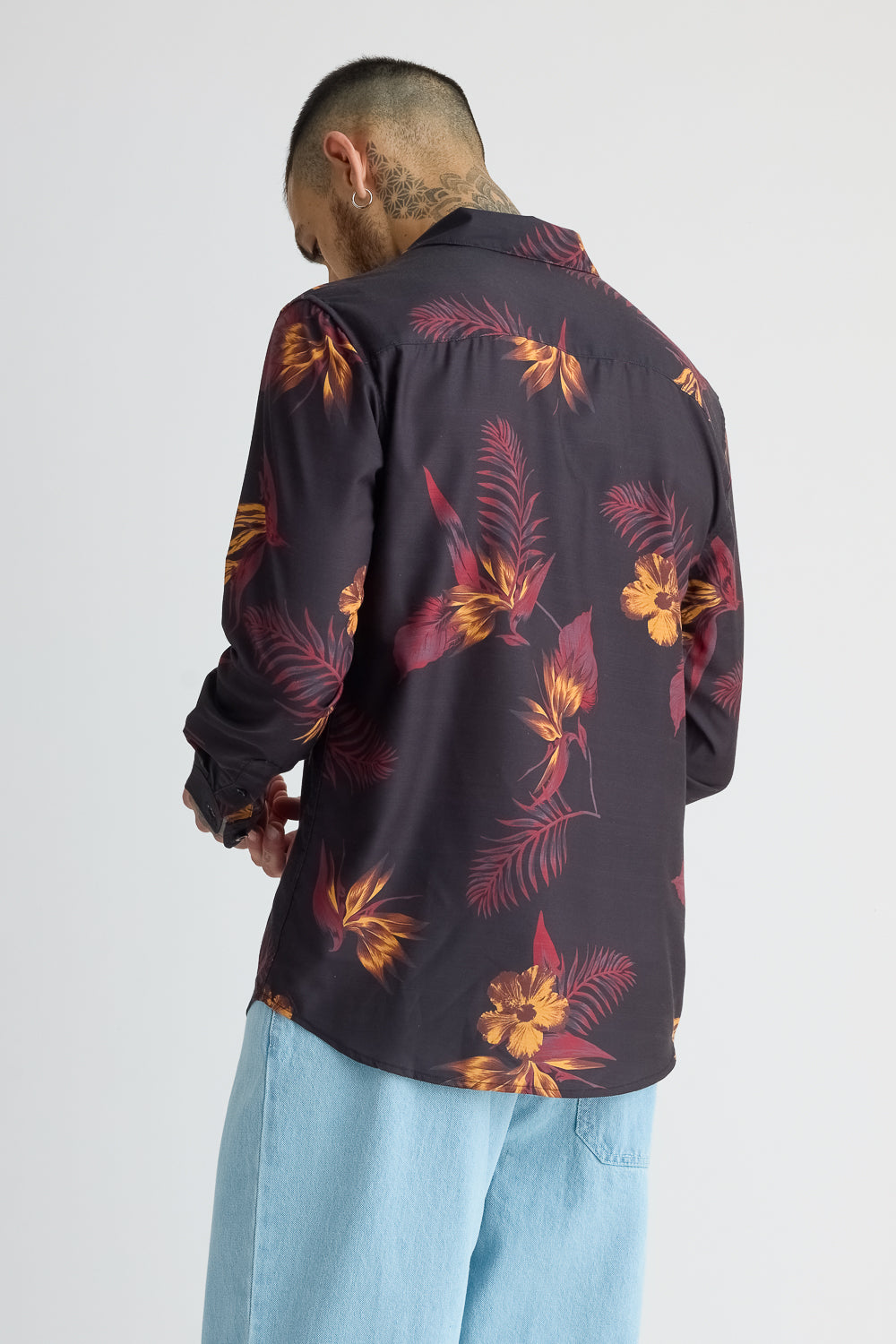 Full Sleeves Flamy Fern Printed Shirt