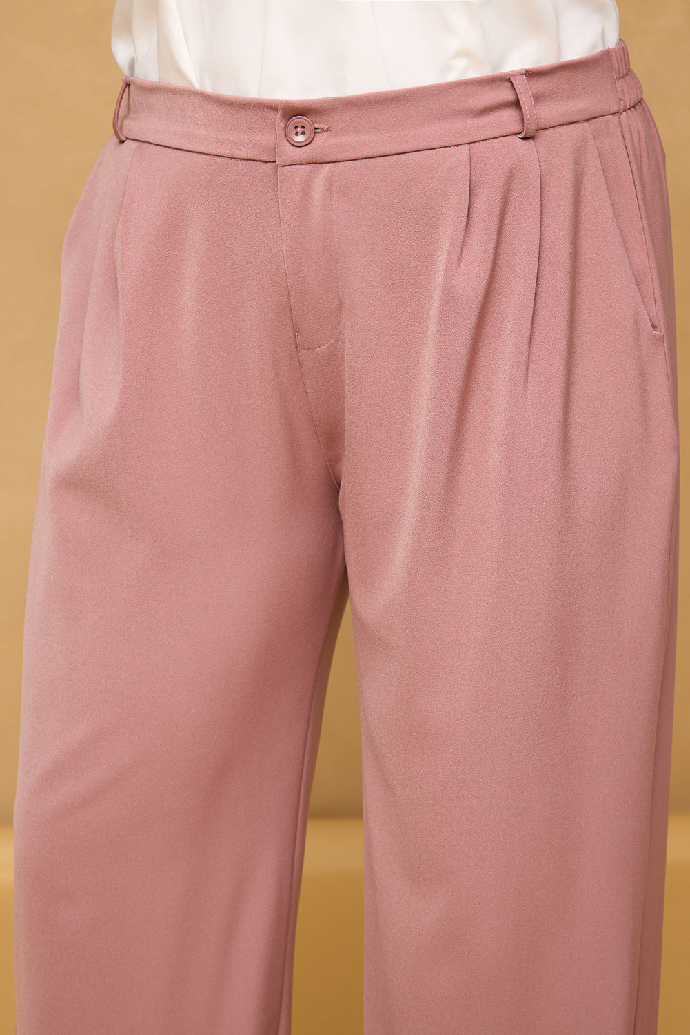 Curve Mauve Pink Pleated Korean Pants