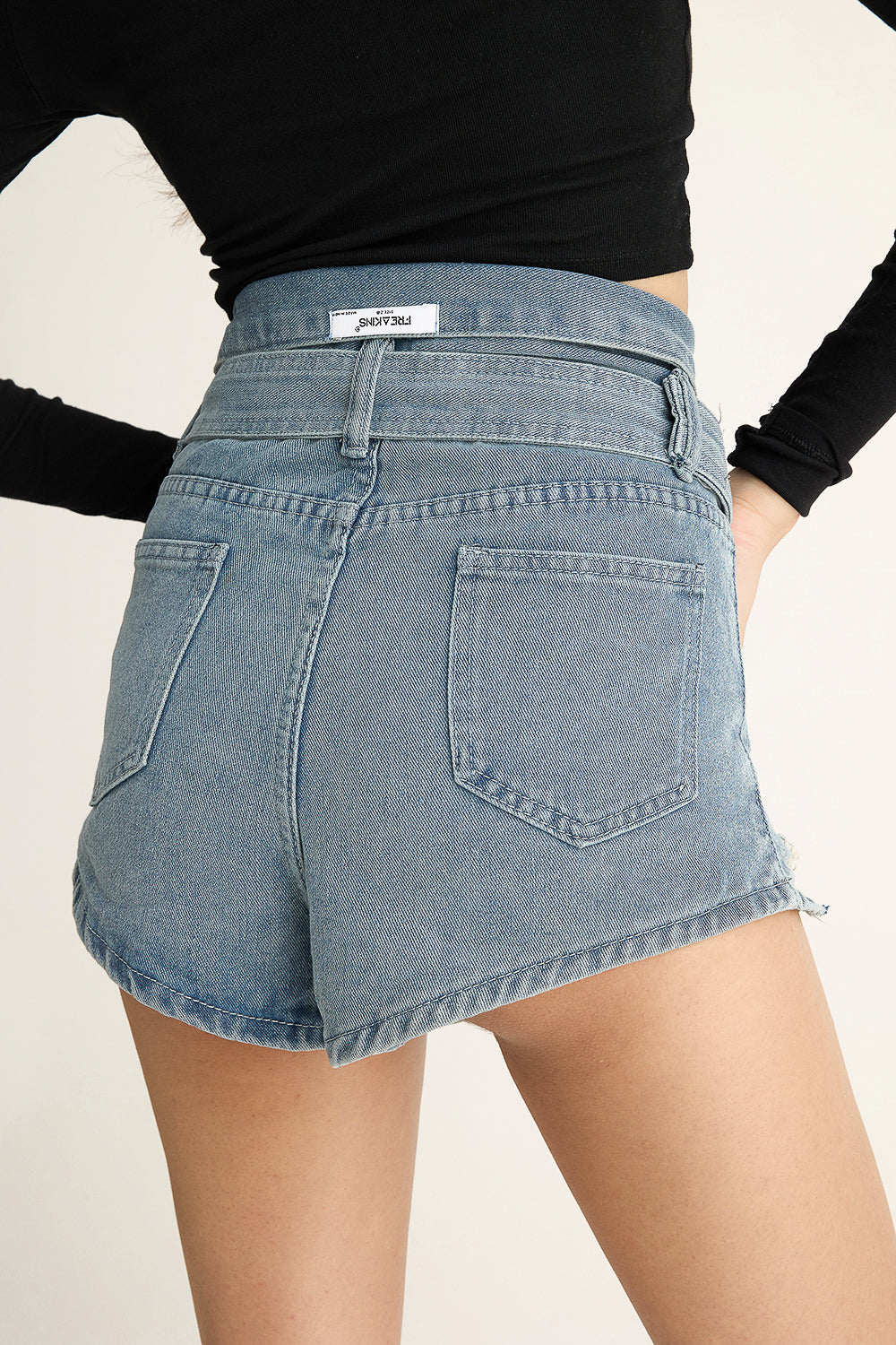 Denim Distressed Shawty Shorts