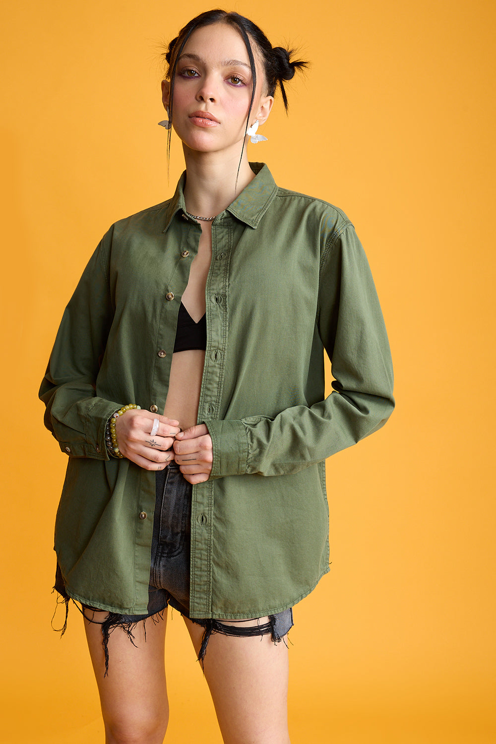 Easy Twill Green Women's Regular Fit Shirt