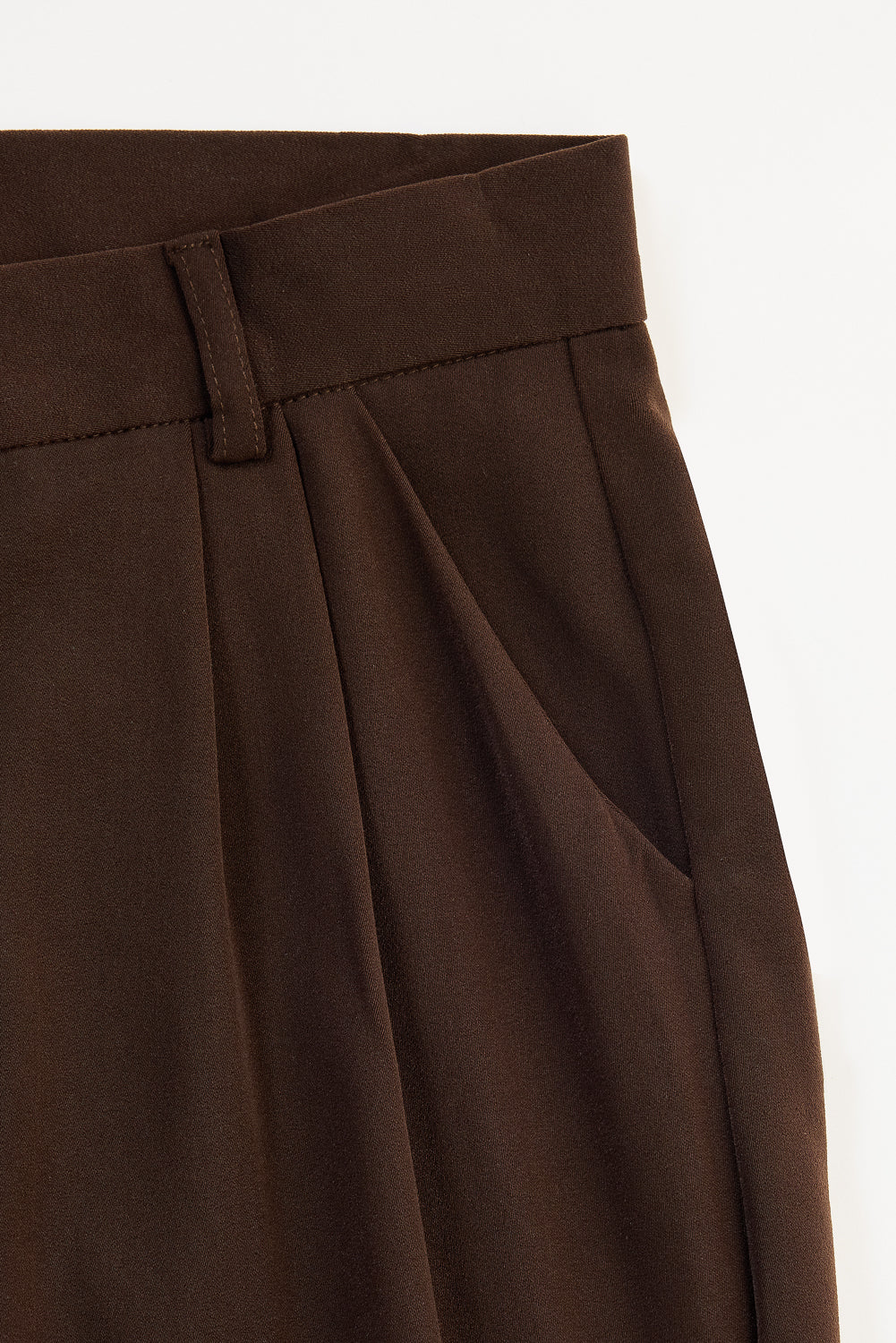 Dark Brown Double Pleated Korean Pants