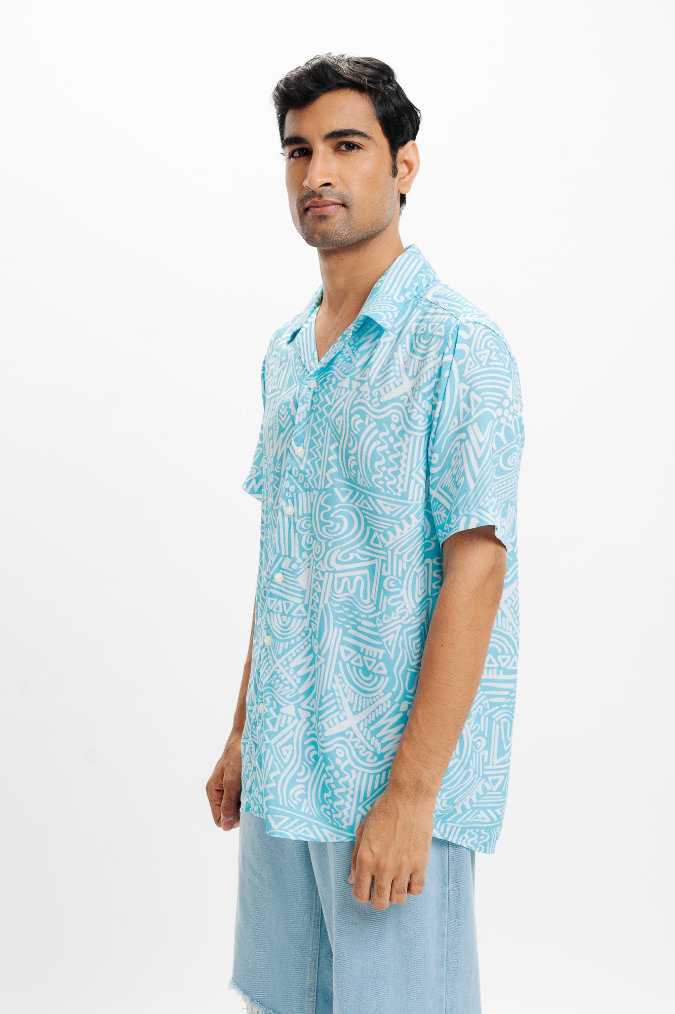 Blue Geo Printed Shirt