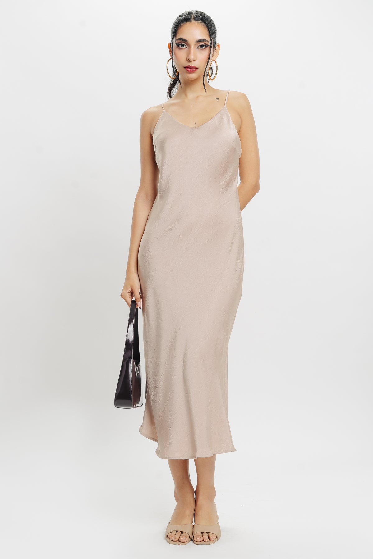 Champagne Satin Slip Dress