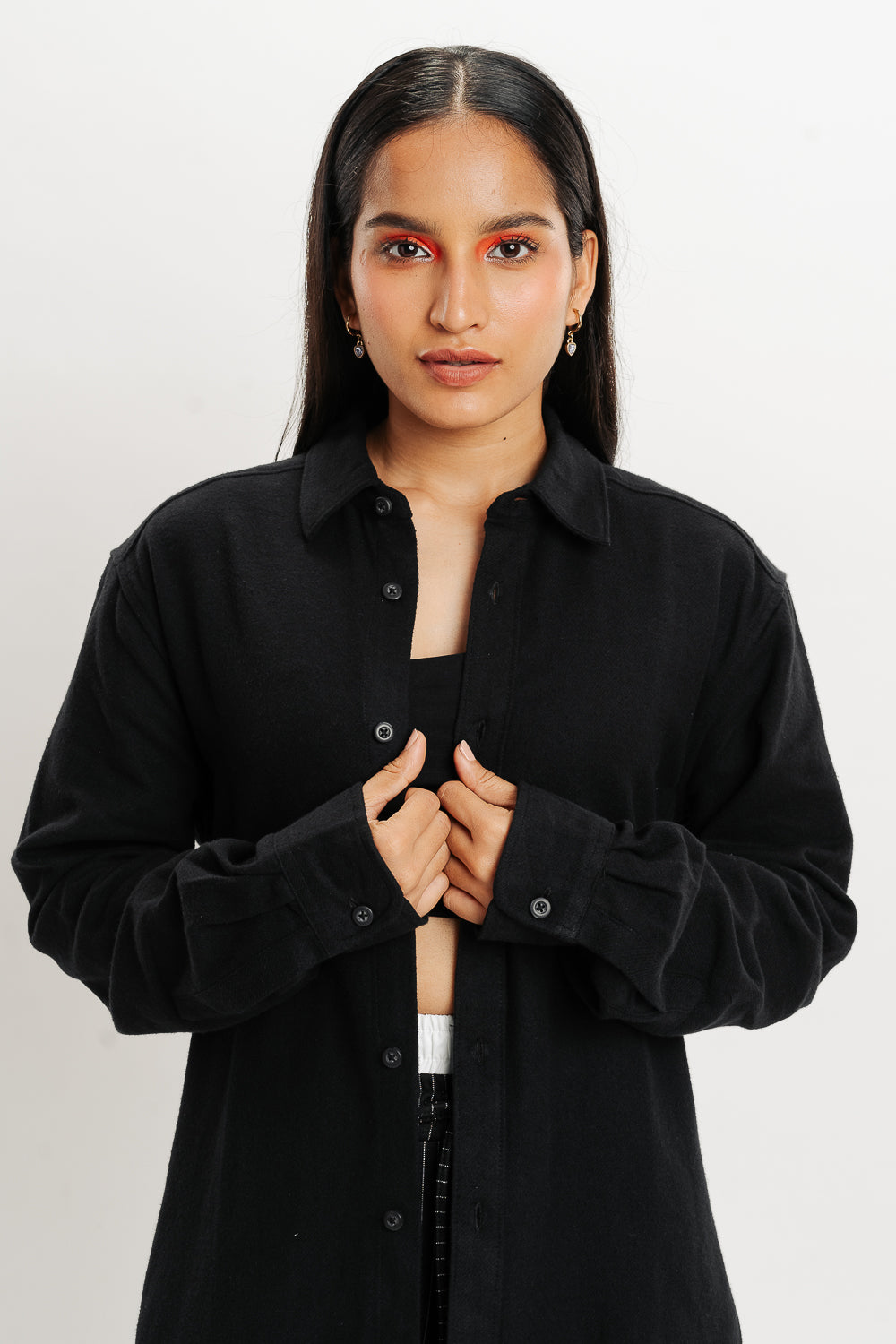 Full Sleeves Solid Black Shirt - Women