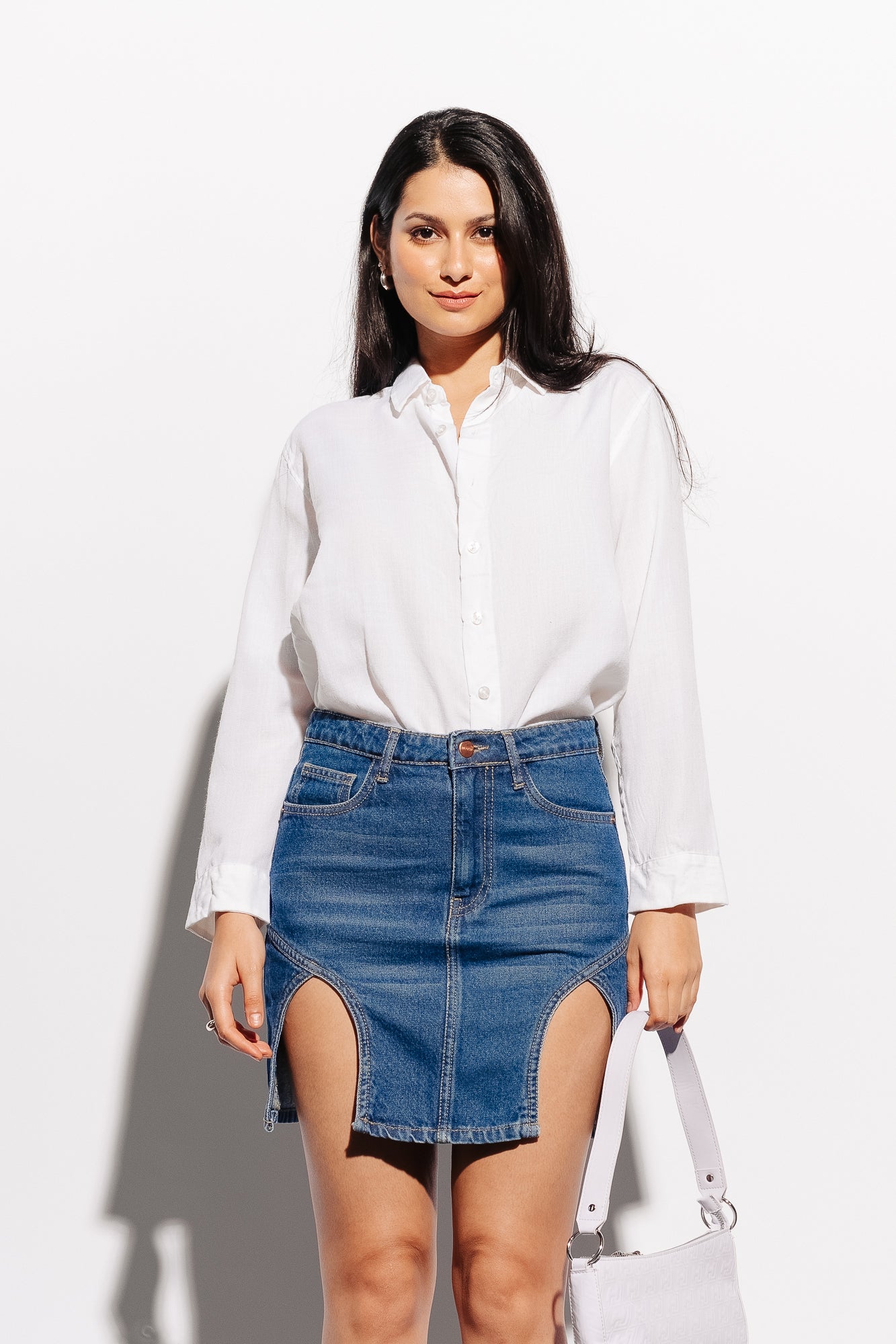 Denim Cutout Mini Skirt