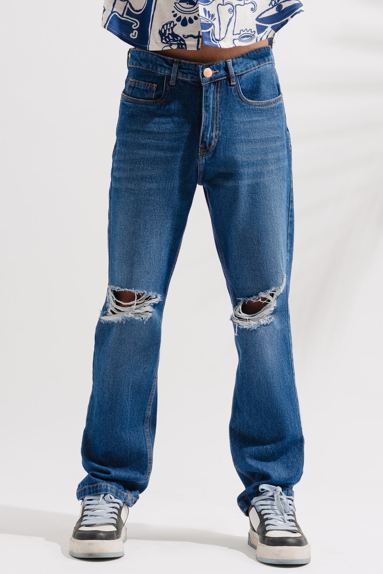 Buy NAWHT 16.5oz Natural Indigo Acid Wash High Rise Tapered Jeans