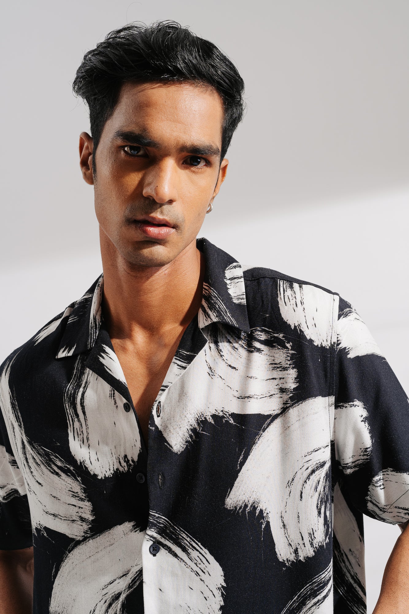 Brush Stroke Men's Printed Viscose Shirt