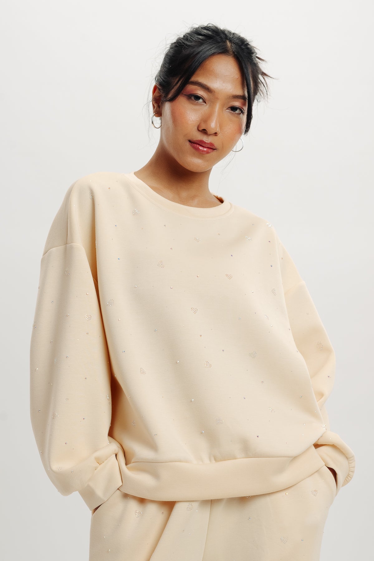 Heart Beige Sweatshirt