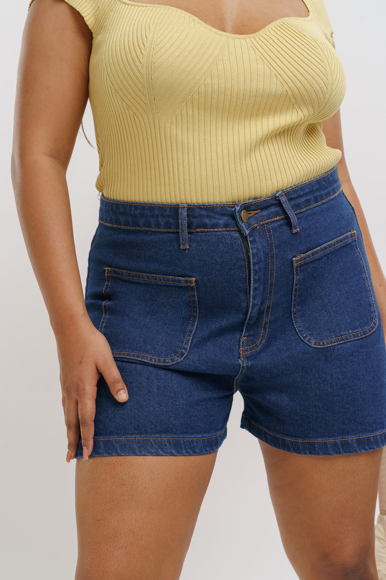 Front Pocket Indigo Shorts