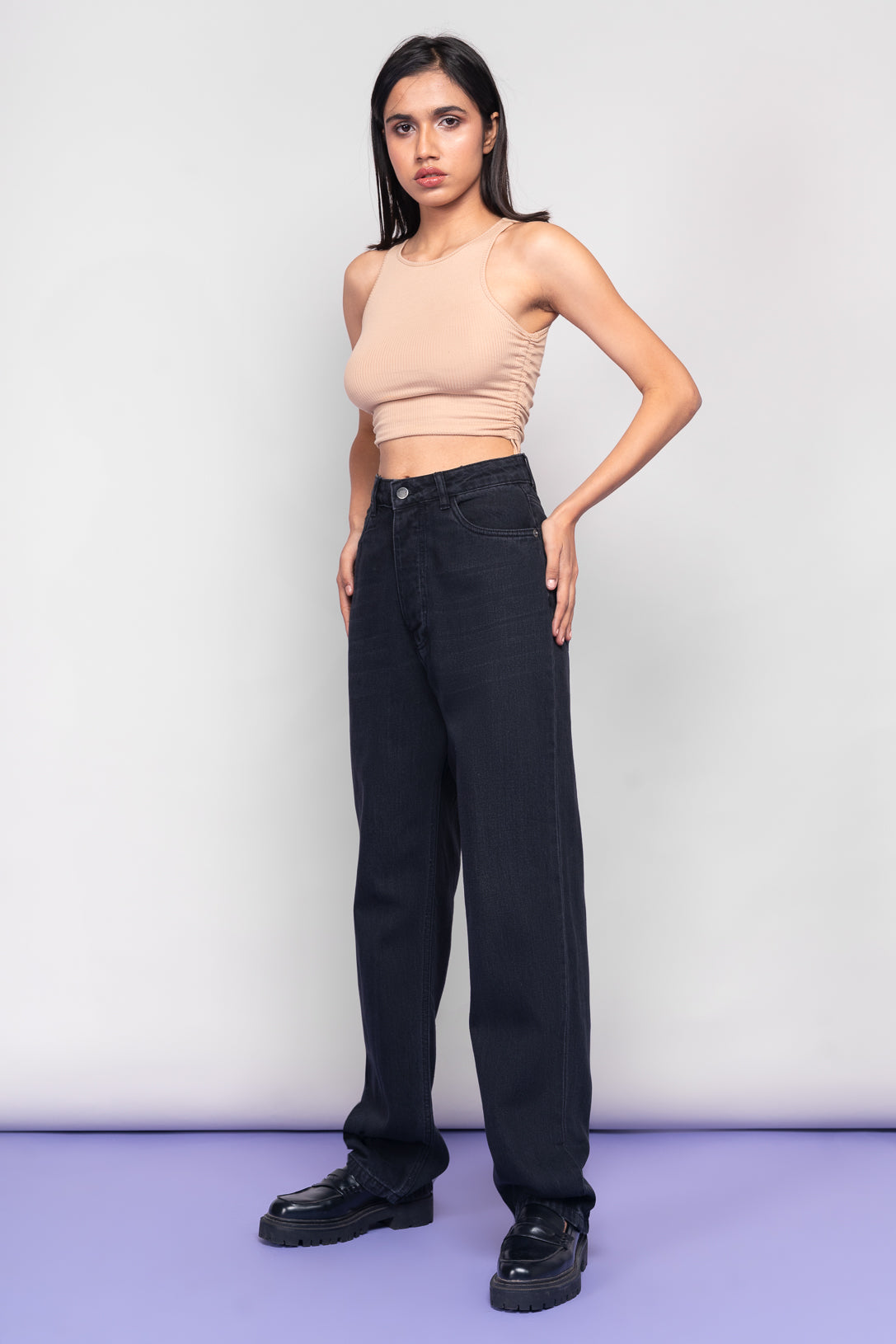 Charcoal Baggy Straight Pants