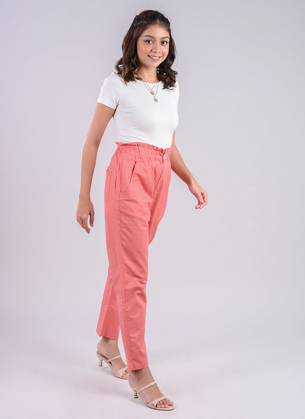 Pink Plain Coloured Trousers