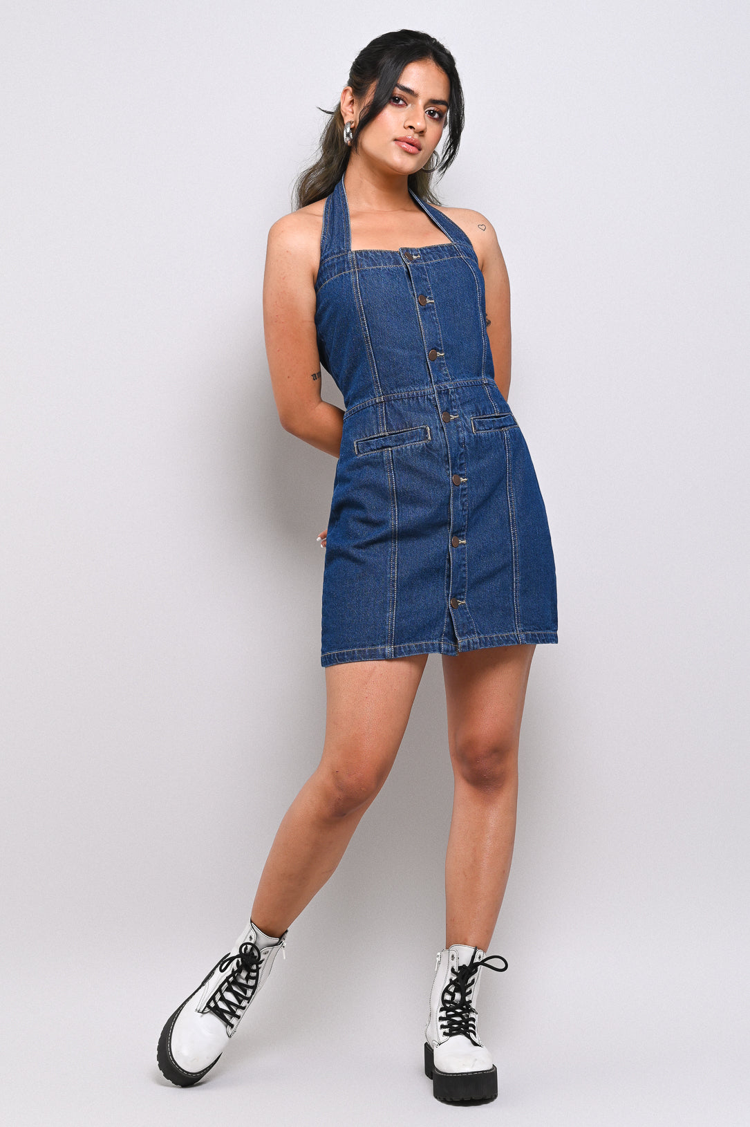 Halter Fitted Denim Dress