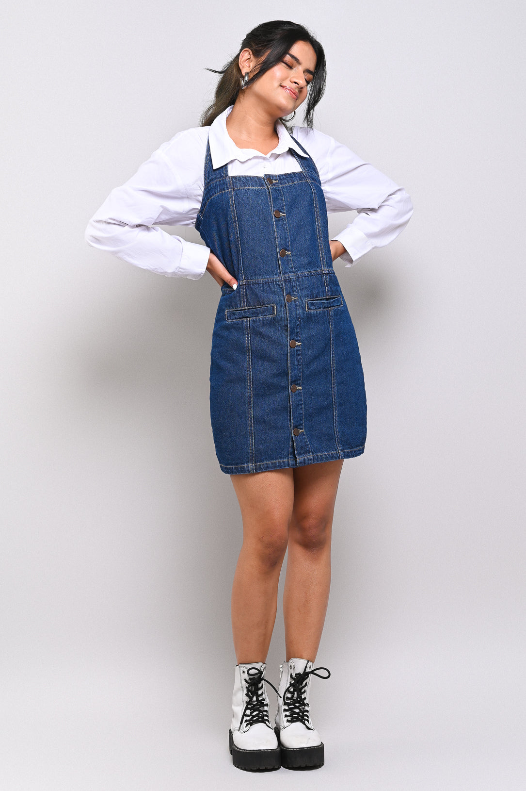 Halter Fitted Denim Dress