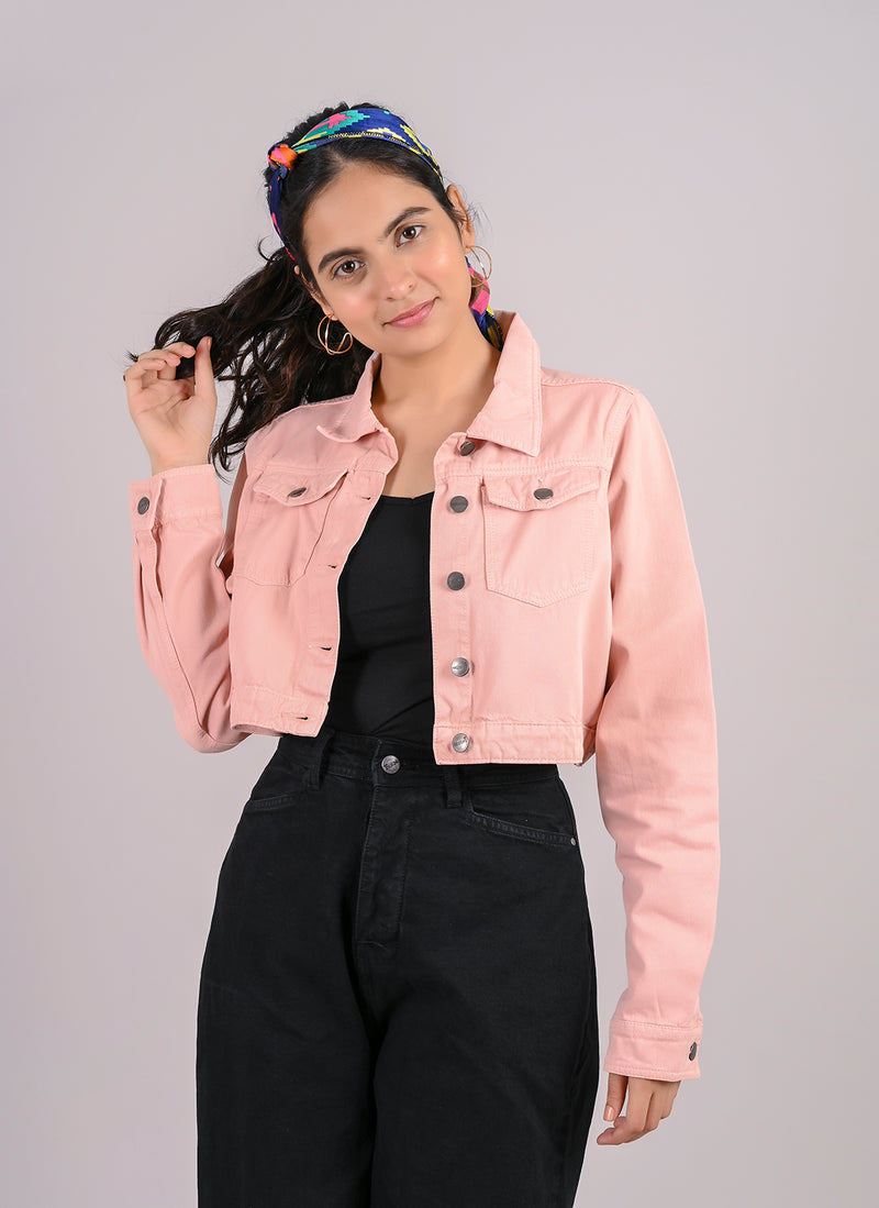 baby pink cropped jacket