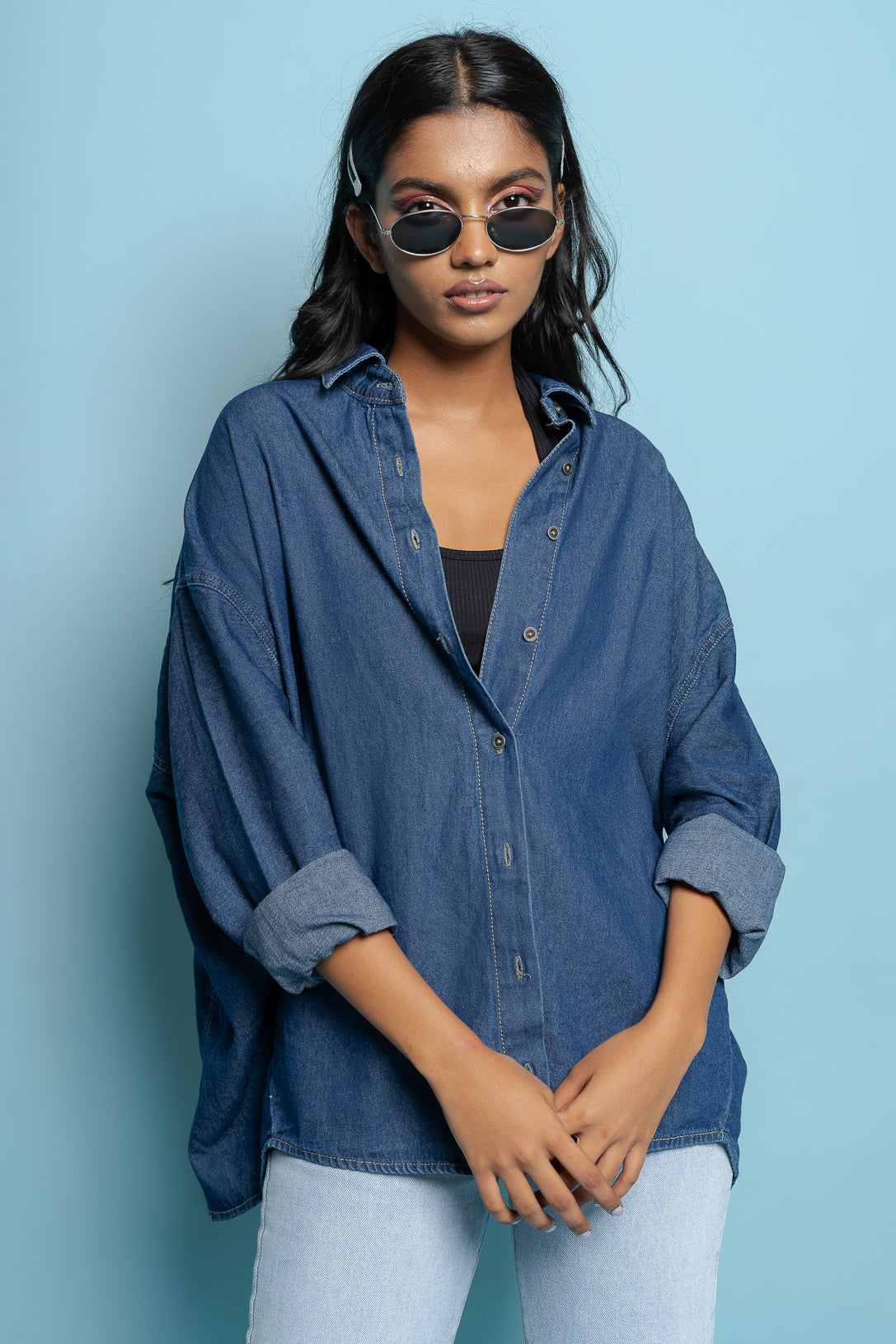 Cerulean Blue Boyfriend Shirt