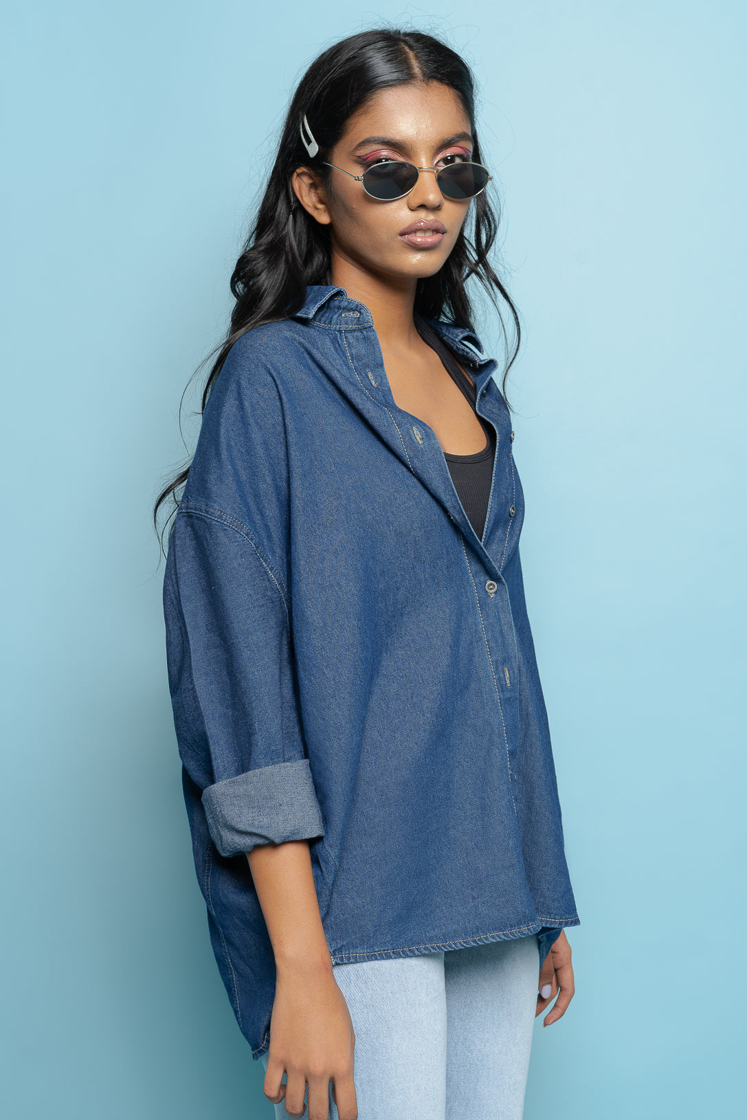 Cerulean Blue Boyfriend Shirt