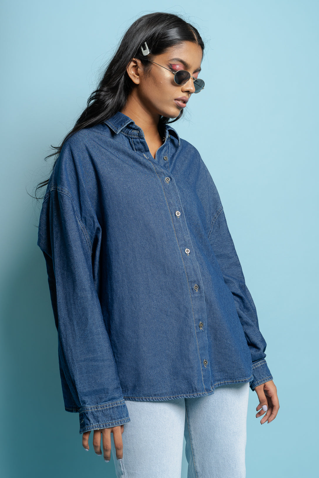 Cerulean Blue Boyfriend Shirt