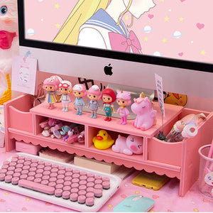 Kawaii Shelf Desk Organiser Laptop Wood Shelf Juwas