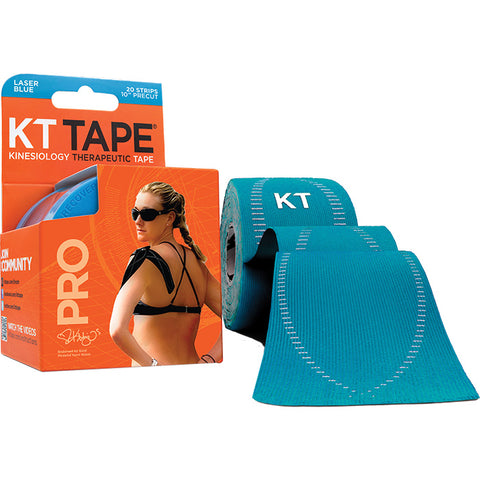 Kt Tape Pro Therapeutic Tape, Laser Blue, 10 Inch Precut - 20 strips