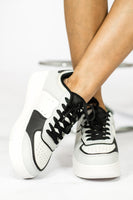 Berness Mile a Minute Platform Sneakers in White and Grey