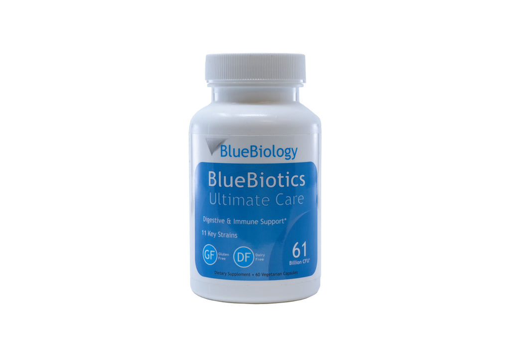 Image of a bottle of probiotics for common cold BlueBiotics Ultimate Care