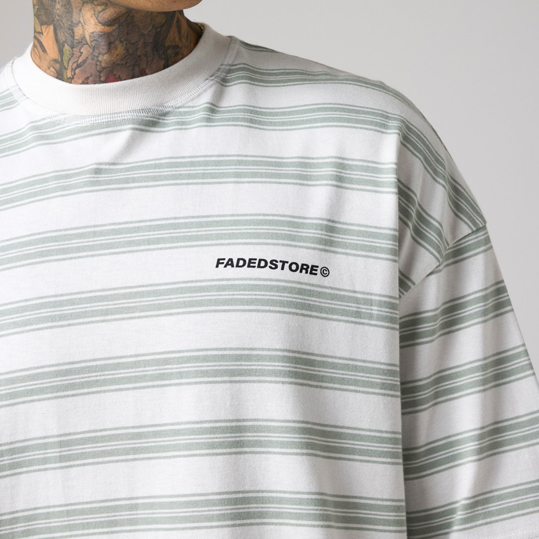 Striped Box Fit T-Shirt | Sage