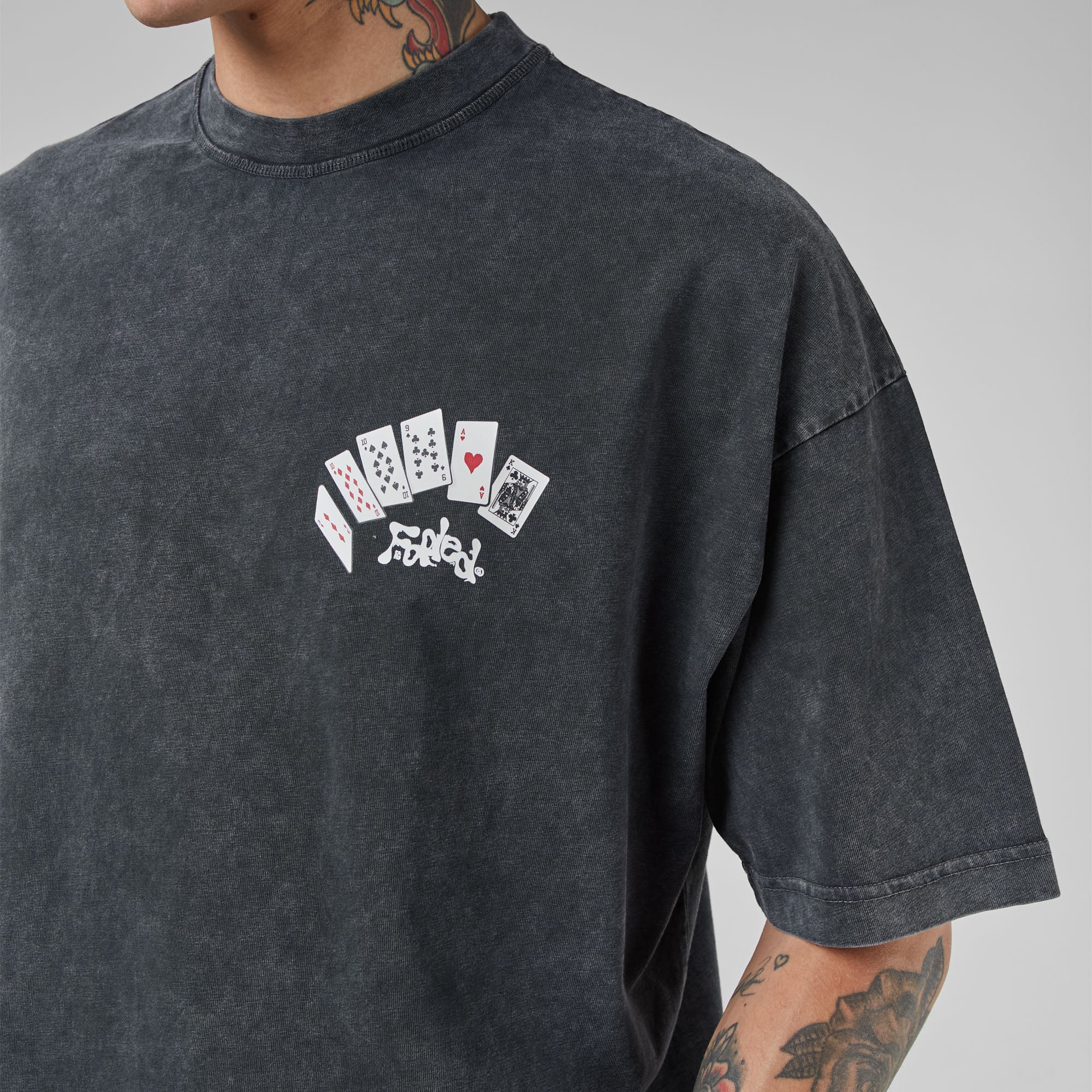 Cards T-Shirt | Washed Vintage Black