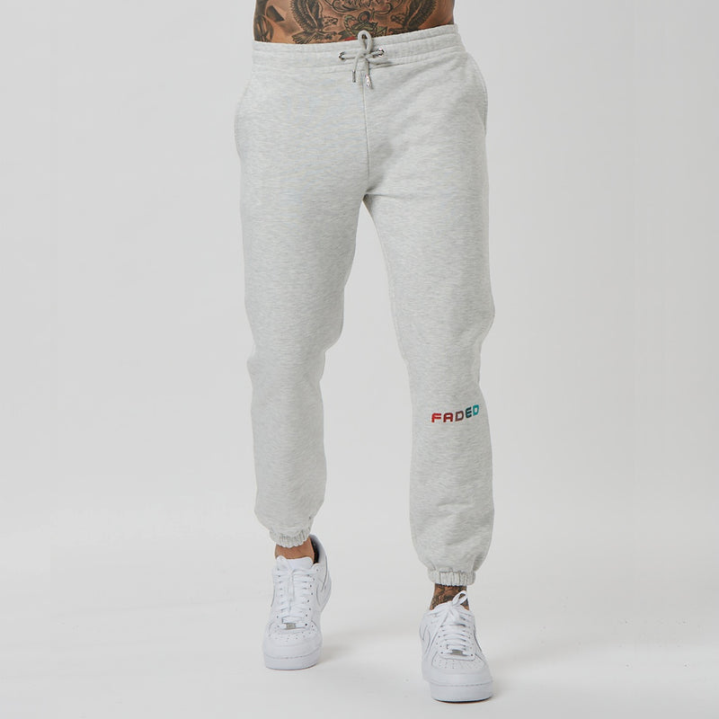 grey branded joggers